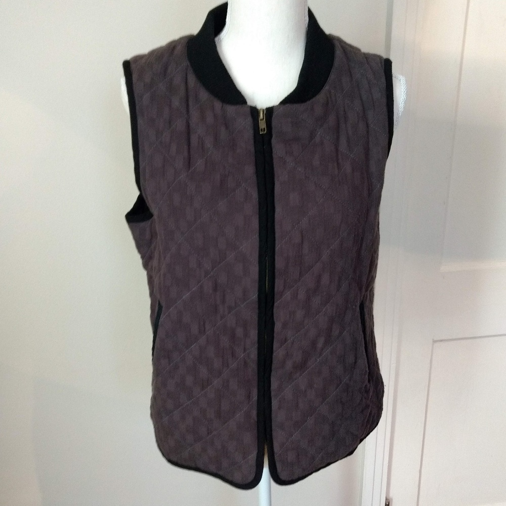Grey with black trim quilted cotton vest
